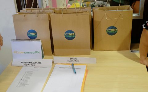 Registration table and complimentary kits for the event